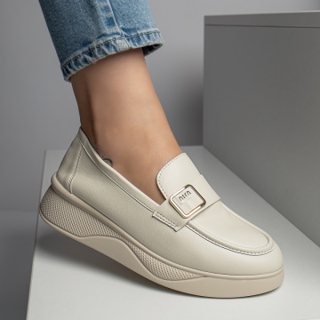 Pantofi casual dama cu talpa groasa bej MOD10953, 4, modlet.ro