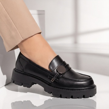 Pantofi casual dama cu talpa groasa, fara siret negri ANA79, 3, modlet.ro