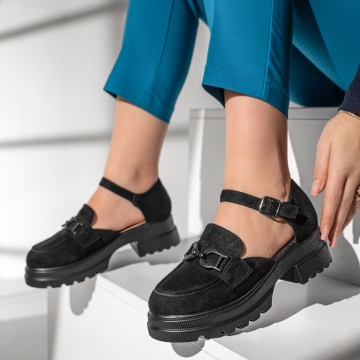 Pantofi casual dama cu talpa groasa negru suede MOD13017, 2, modlet.ro