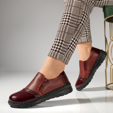 Pantofi casual dama cu talpa groasa si fermoar rosii MOD12983, 2, modlet.ro
