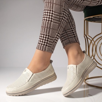 Pantofi casual dama cu talpa joasa alb cu gri EVA4