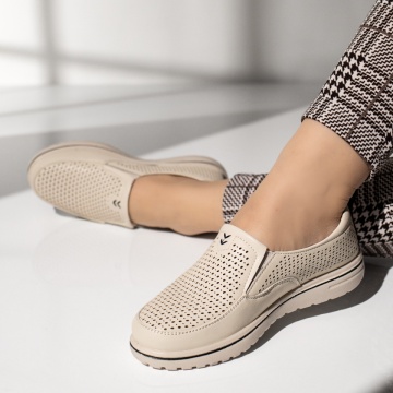 Pantofi dama, Pantofi casual dama cu talpa joasa bej MOD14274, modlet.ro
