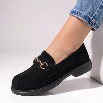Pantofi casual dama cu talpa joasa negru suede LILI23