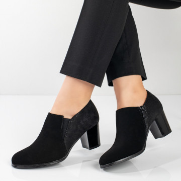 Pantofi casual dama cu toc gros negri suede MOD11104, 2, modlet.ro