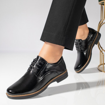 Pantofi casual dama negri cu aspect lucios din Piele naturala MOD10892, 2, modlet.ro