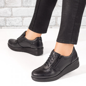 Pantofi casual dama negri cu platforma din Piele naturala MOD06257, 3, modlet.ro