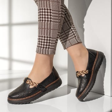 Pantofi casual dama perforati cu scai negri ZEF13263, 1, zeforia.ro