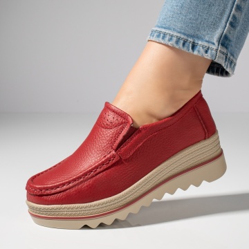 Pantofi casual dama rosii din Piele naturala MOD10093, 1, modlet.ro