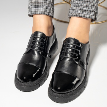 Pantofi casual negri cu siret din Piele naturala MOD11887, 4, modlet.ro