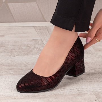 Pantofi cu toc dama visinii MOD04098, 2, modlet.ro