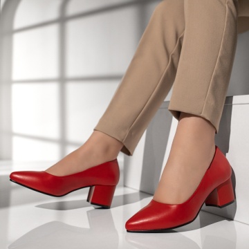 Pantofi cu toc gros dama rosii MOD11949, 2, modlet.ro