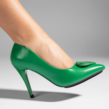 Pantofi cu toc subtire verzi cu aplicatii dama MOD10959, 3, modlet.ro