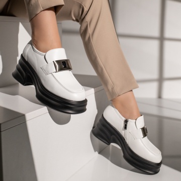 Pantofi dama casual albi cu platforma MOD11831, 4, modlet.ro