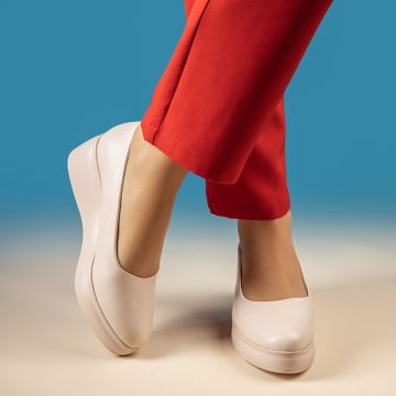 Pantofi dama casual cu platforma bej MOD01902, 2, modlet.ro