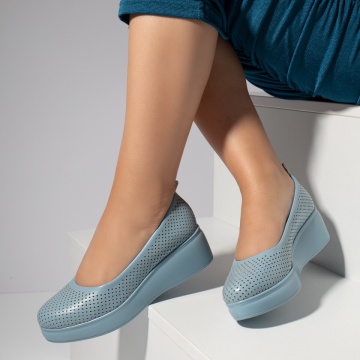 Pantofi dama casual cu platforma si perforatii albastri MOD11655, 2, modlet.ro