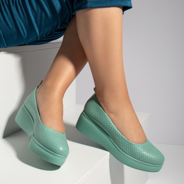 Pantofi dama casual cu platforma si perforatii verzi MOD11655, 4, modlet.ro