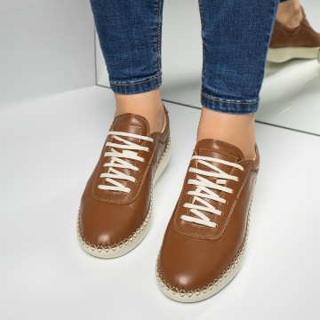 Pantofi dama casual maro cu siret din Piele naturala MOD03629, 1, modlet.ro