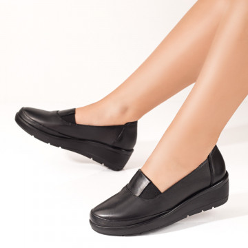 Pantofi dama casual negri cu platforma din Piele naturala MOD08302, 2, modlet.ro