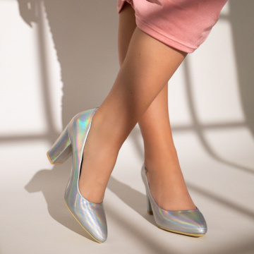 Pantofi dama cu toc argintii MOD03692, 3, modlet.ro