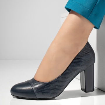 Pantofi dama cu toc gros albastri MOD12892, 1, modlet.ro