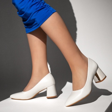 Pantofi dama cu toc gros albi MOD13376, 3, modlet.ro