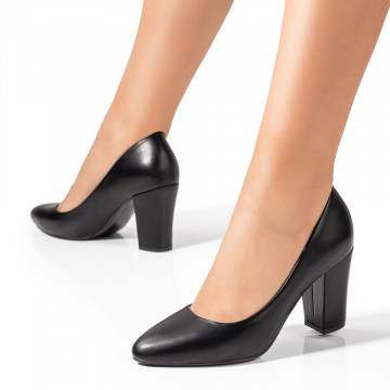 Pantofi dama cu toc gros negri MOD03692, 3, modlet.ro