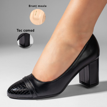 Pantofi dama cu toc gros negri MOD10985, 1, modlet.ro