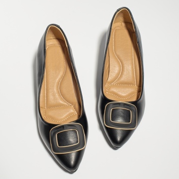 Pantofi dama cu toc gros si accesoriu decorativ negri MOD13004, 4, modlet.ro