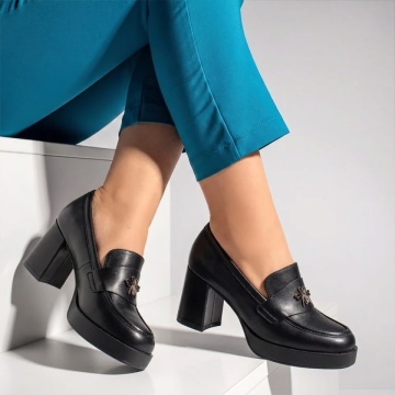 Pantofi dama cu toc gros si platforma negri ANA86, 3, modlet.ro