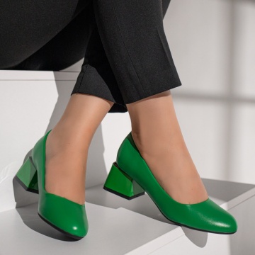 Pantofi dama cu toc gros verzi MOD12112, 4, modlet.ro