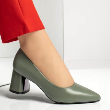 Pantofi dama cu toc gros verzi MOD13376, 3, modlet.ro