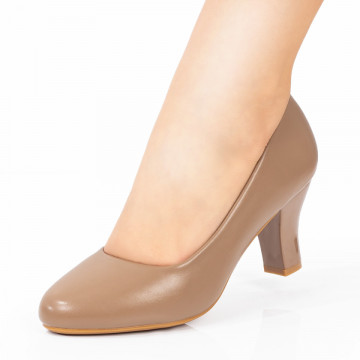 Pantofi dama cu toc khaki MOD08370, 1, modlet.ro