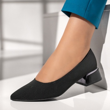 Pantofi dama cu toc mic negri INA32, 2, modlet.ro
