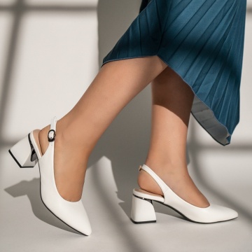 Pantofi dama cu toc si bareta albi MOD11653, 2, modlet.ro