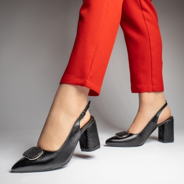 Pantofi dama cu toc si bareta negri din Piele naturala MOD13130, 5, modlet.ro