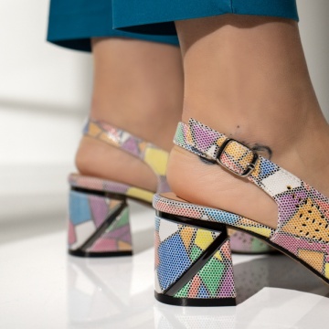 Pantofi dama cu toc si perforatii multicolor ANA9, 3, modlet.ro
