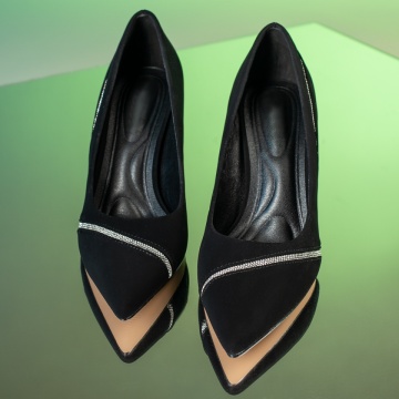 Pantofi dama cu toc si strasuri negru suede MOD13925, 4, modlet.ro
