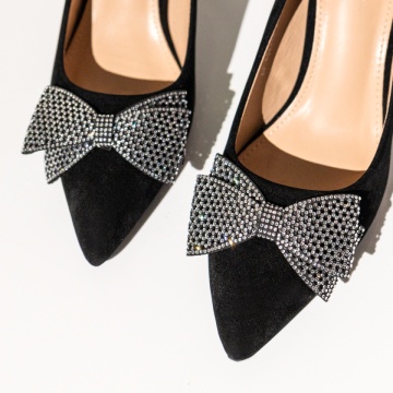 Pantofi dama cu toc subtire negru suede MOD14169, 2, modlet.ro