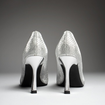 Pantofi dama cu toc subtire si print argintii MOD13700, 2, modlet.ro
