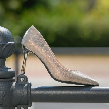 Pantofi dama cu toc subtire si print aurii MOD13700, 4, modlet.ro