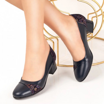 Pantofi dama eleganti cu toc albastri din Piele naturala MOD00230, 4, modlet.ro