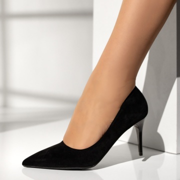 Pantofi dama Stiletto negru suede LIA95, 2, modlet.ro
