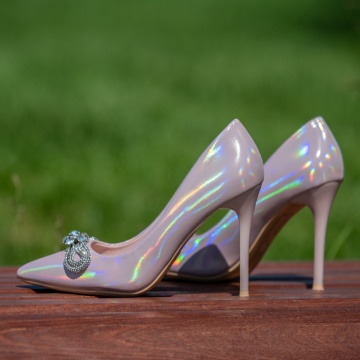 Pantofi dama Stiletto roz si accesoriu cu pietre aplicate MOD06157, 4, modlet.ro