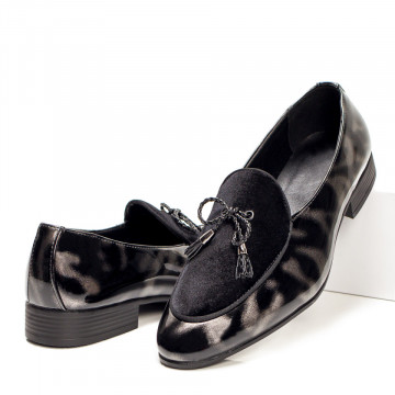 Pantofi eleganti barbati cu aspect lucios gri MOD05397, 1, modlet.ro