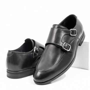 Pantofi eleganti barbati negri cu catarame din Piele naturala MOD08462, 2, modlet.ro