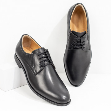 Pantofi eleganti barbati negri din Piele naturala MOD08193, 4, modlet.ro