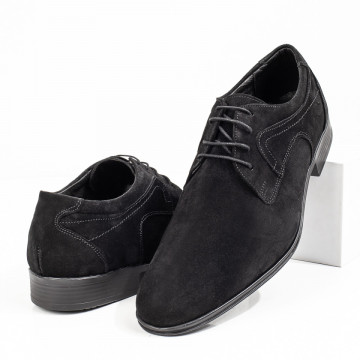 Pantofi eleganti barbati negri suede din Piele naturala MOD03547, 2, modlet.ro