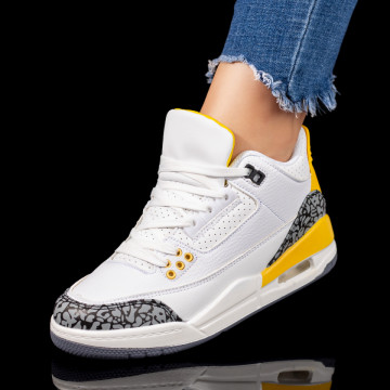 Pantofi sport albi cu galben unisex cu siret MOD07010, 1, modlet.ro