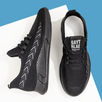 Pantofi sport barbati din material textil negri MOD05098, 3, modlet.ro