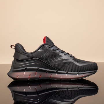 Pantofi sport barbati din material textil negru cu rosu MOD13453, 2, modlet.ro